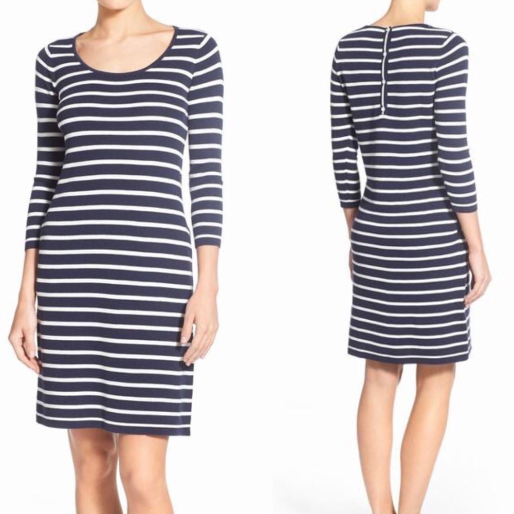 Foxcroft Navy and white nautical stripe knit dress